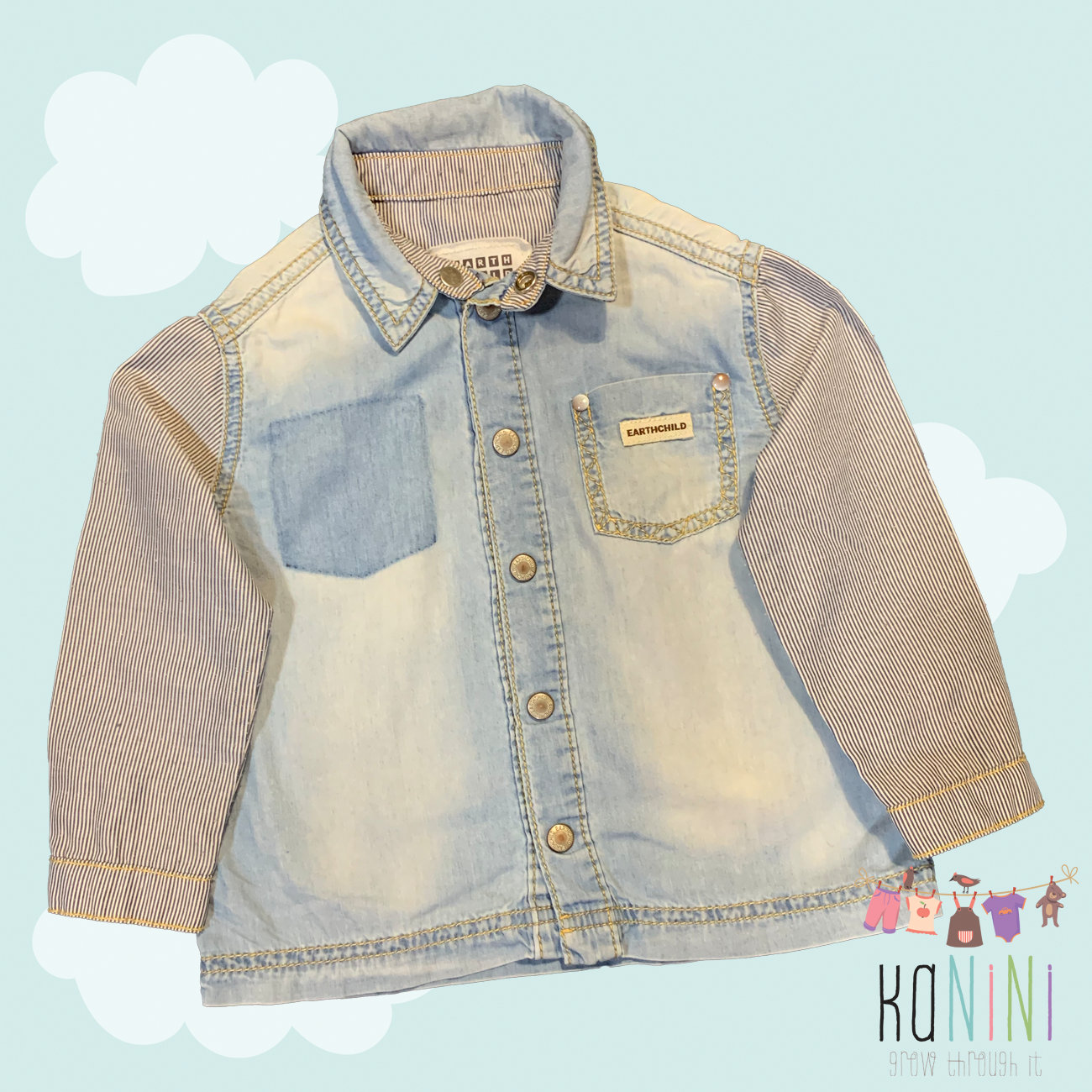 Featured image for “Earthchild 12-18 Months Boys Denim Collar Shirt”