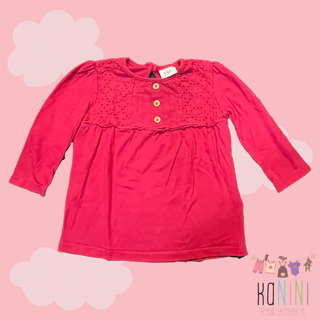 Featured image for “F&F 6 - 12 Months Girls Long Sleeve Red t-Shirt”