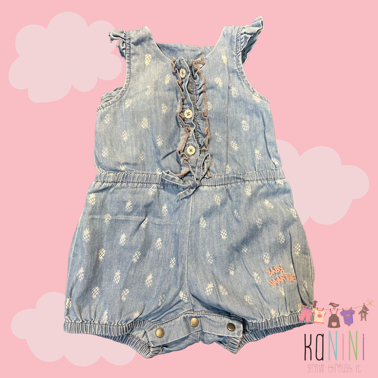 Featured image for “Naartjie 0 - 3 Months Girls Denim Romper With Detail”