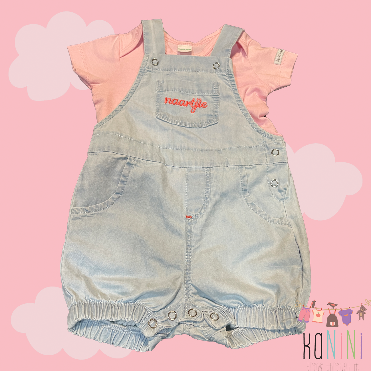 Featured image for “Naartjie 3 - 6 Months Girls Dungaree Outfit Set”