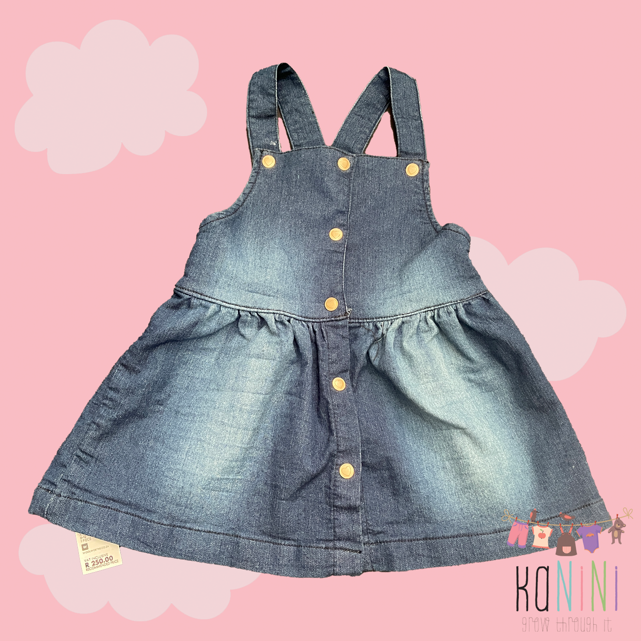 Featured image for “Woolworths 6 - 12 Months Girls Denim Pinafore Dress”