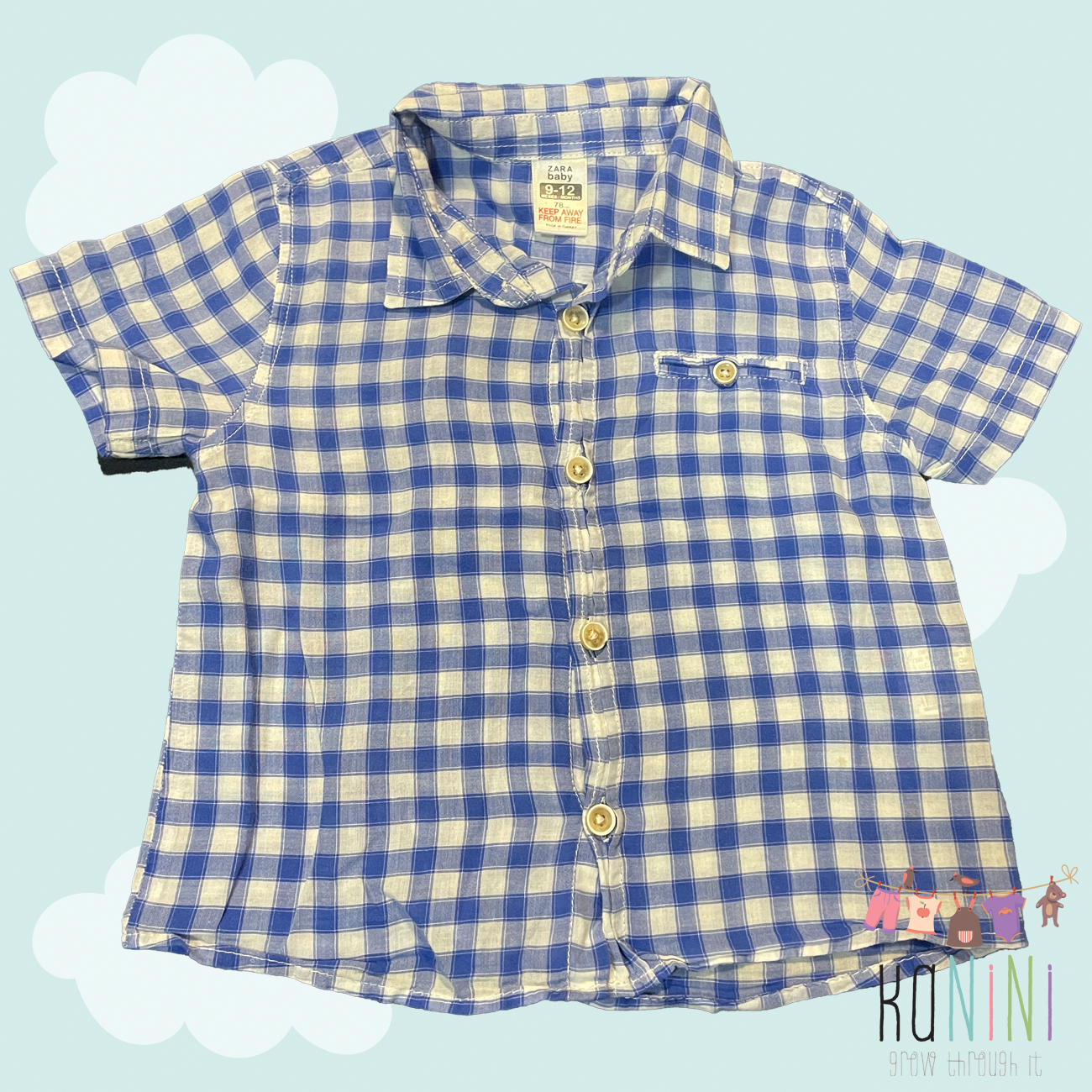 Featured image for “ZARA Baby 9 - 12 Months Boys Blue Check Shirt”