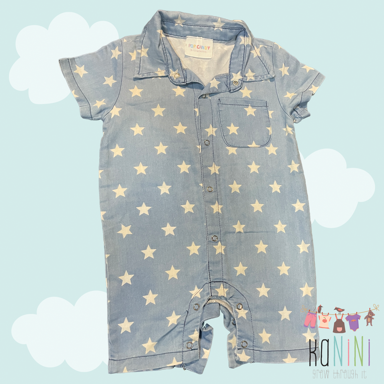 Featured image for “Pop Candy 6 - 12 Months Boys Blue Romper”