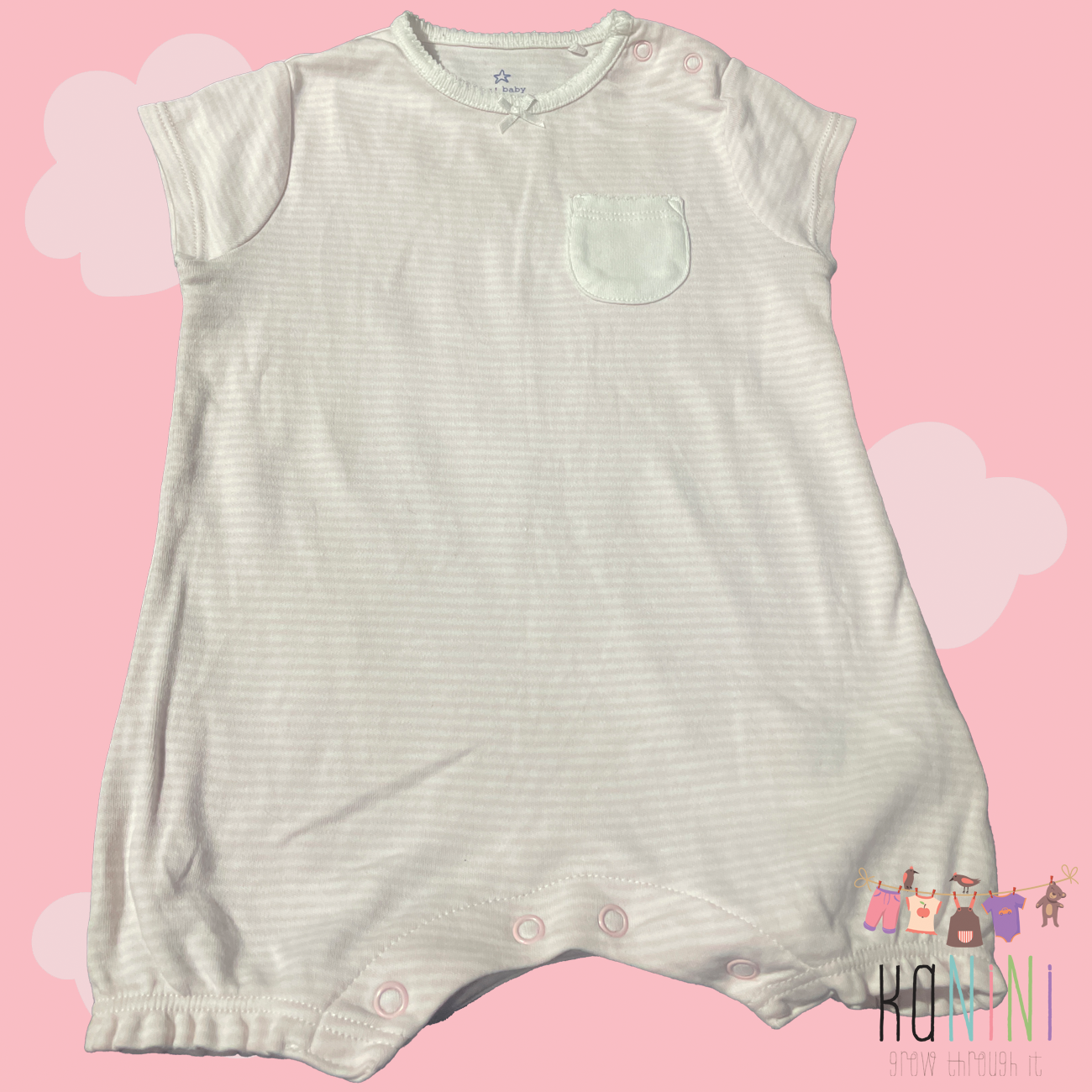 Featured image for “UK Next 3 - 6 Months Girls Pink Stripe Romper”