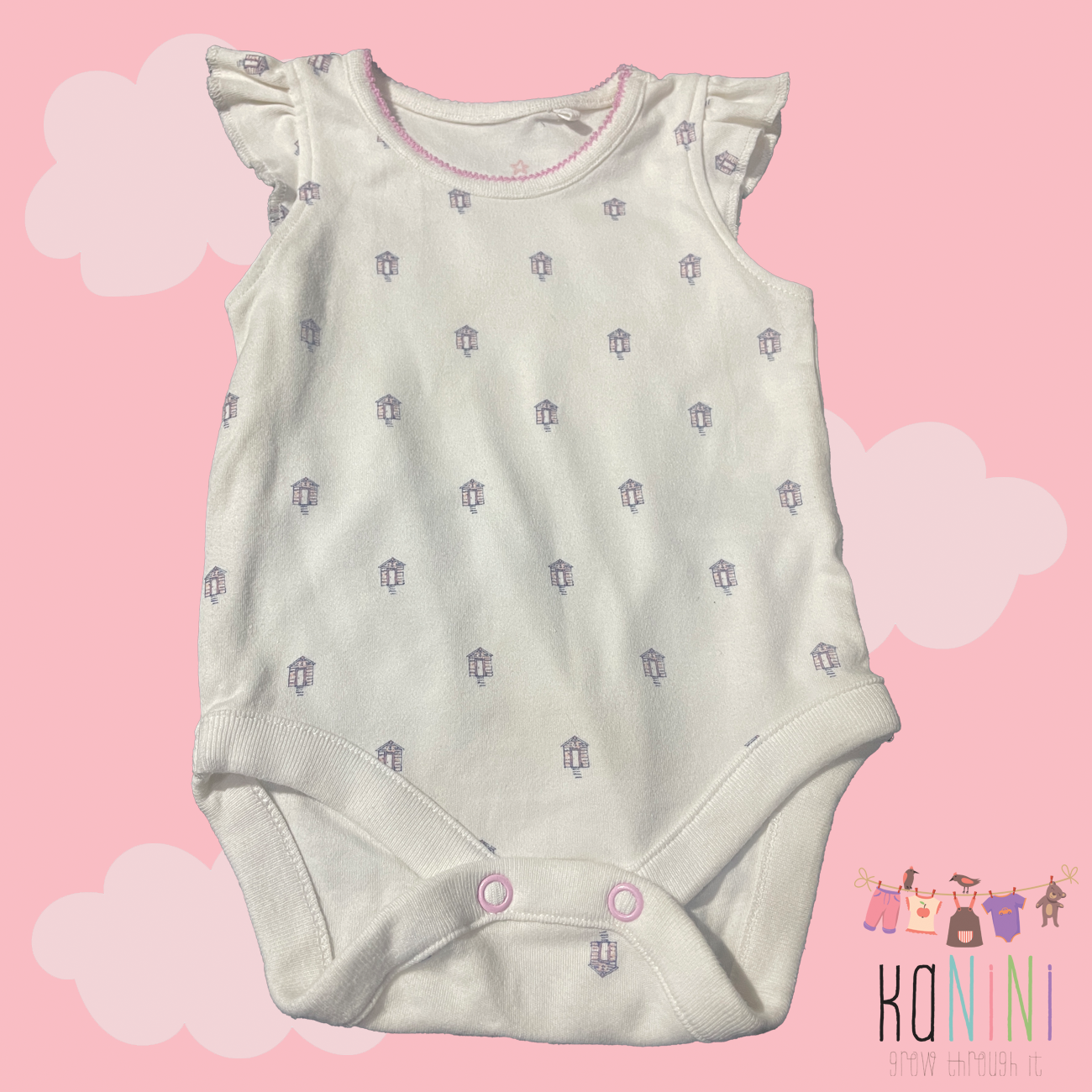 Featured image for “UK Next 0 - 3 Months Girls House Print Romper”