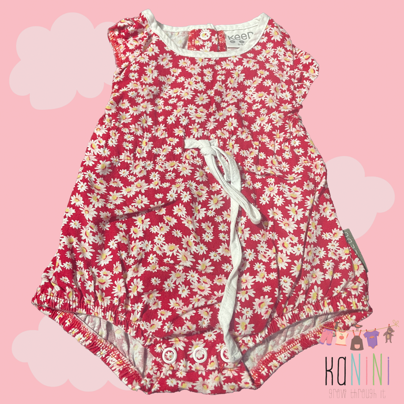 Featured image for “Cotton On 0 - 3 Months Girls Red Floral Romper”