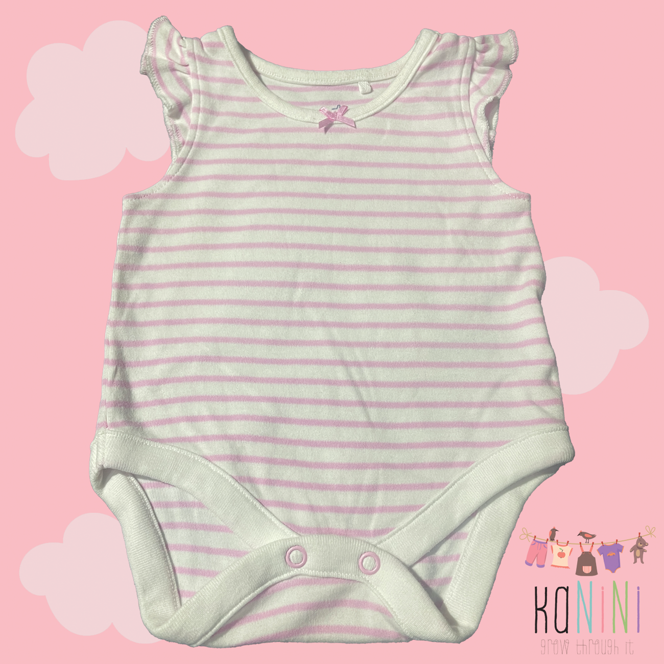 Featured image for “UK Next 0 - 3 Months Girls Pink Striped Romper”