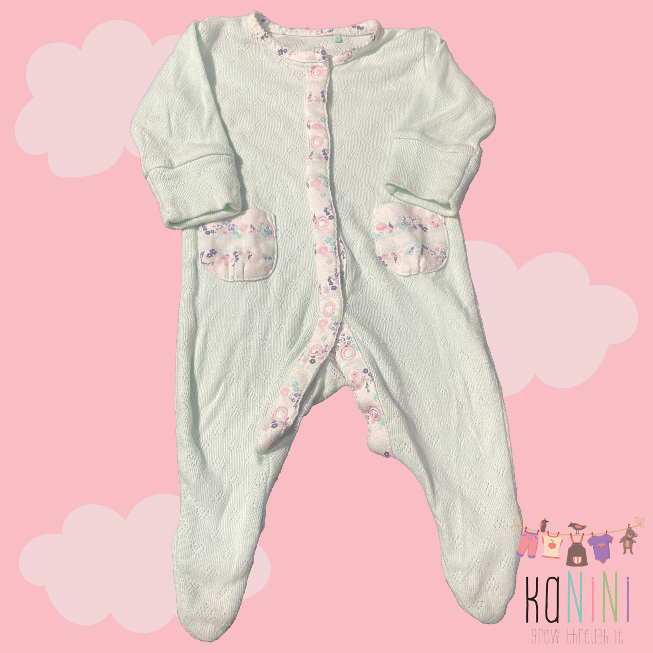 Featured image for “UK Next Newborn Girls Mint Green Babygrow”