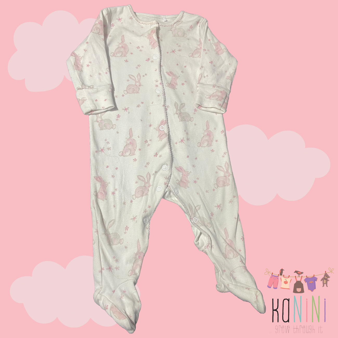 Featured image for “UK Next 3 - 6 Months Girls Pink Bunny Babygrow”