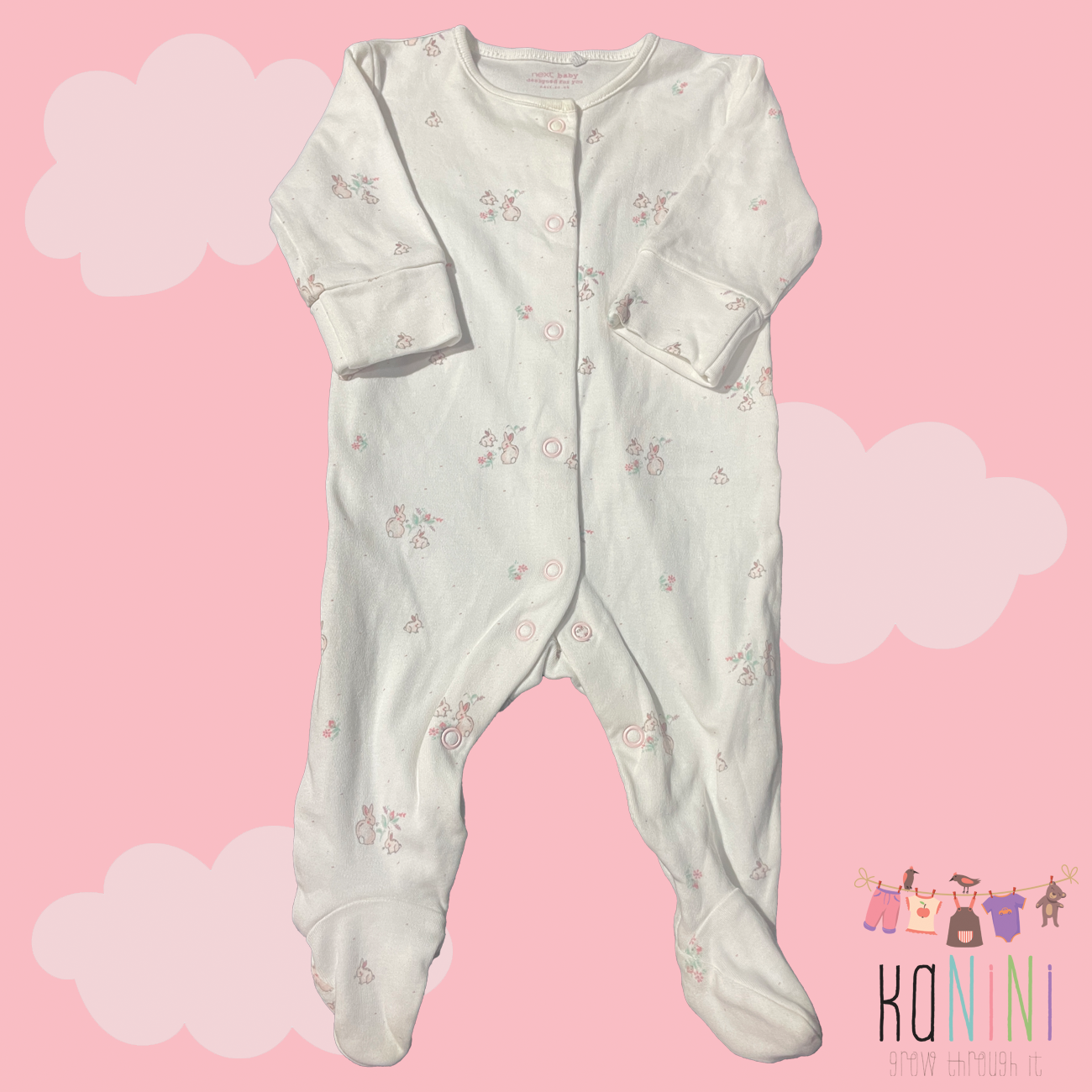 Featured image for “UK Next 0 - 3 Months Girls Bunny Print Babygrow”