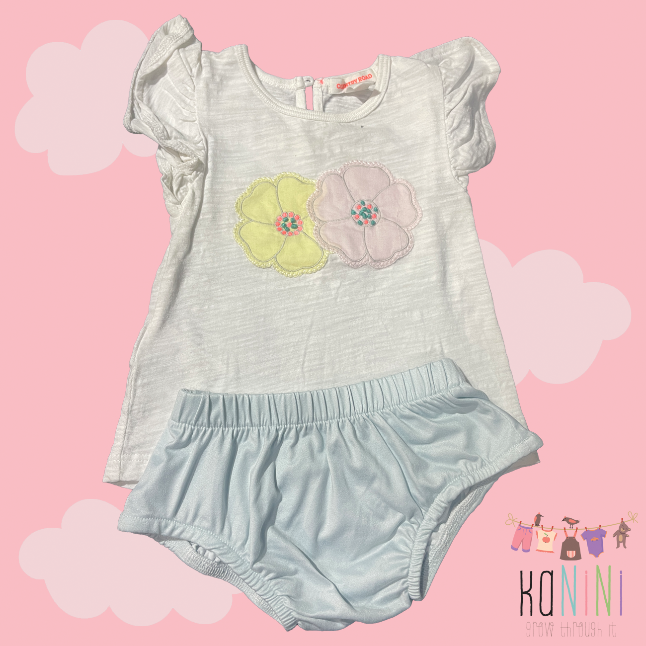 Featured image for “Country Road 3 - 6 Months Girls T-Shirt & Diaper Cover Set”