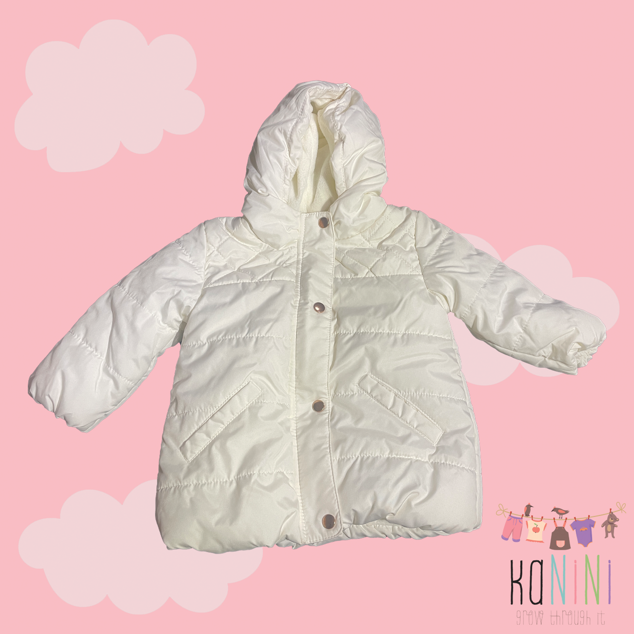Featured image for “Woolworths 6 - 12 Months Girls White Windbreaker”