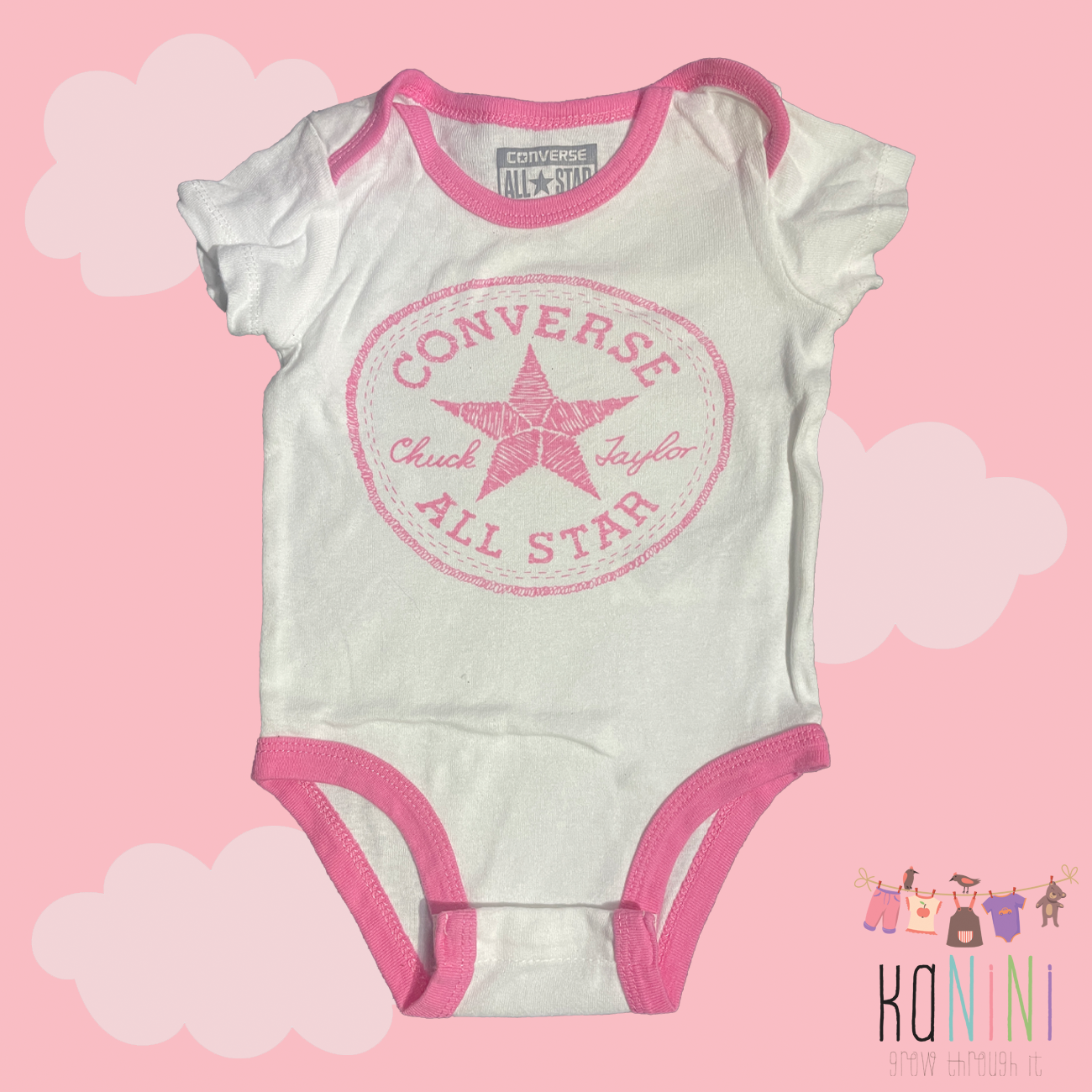 Featured image for “Converse 6 - 9 Months Girls Short Sleeve Romper”