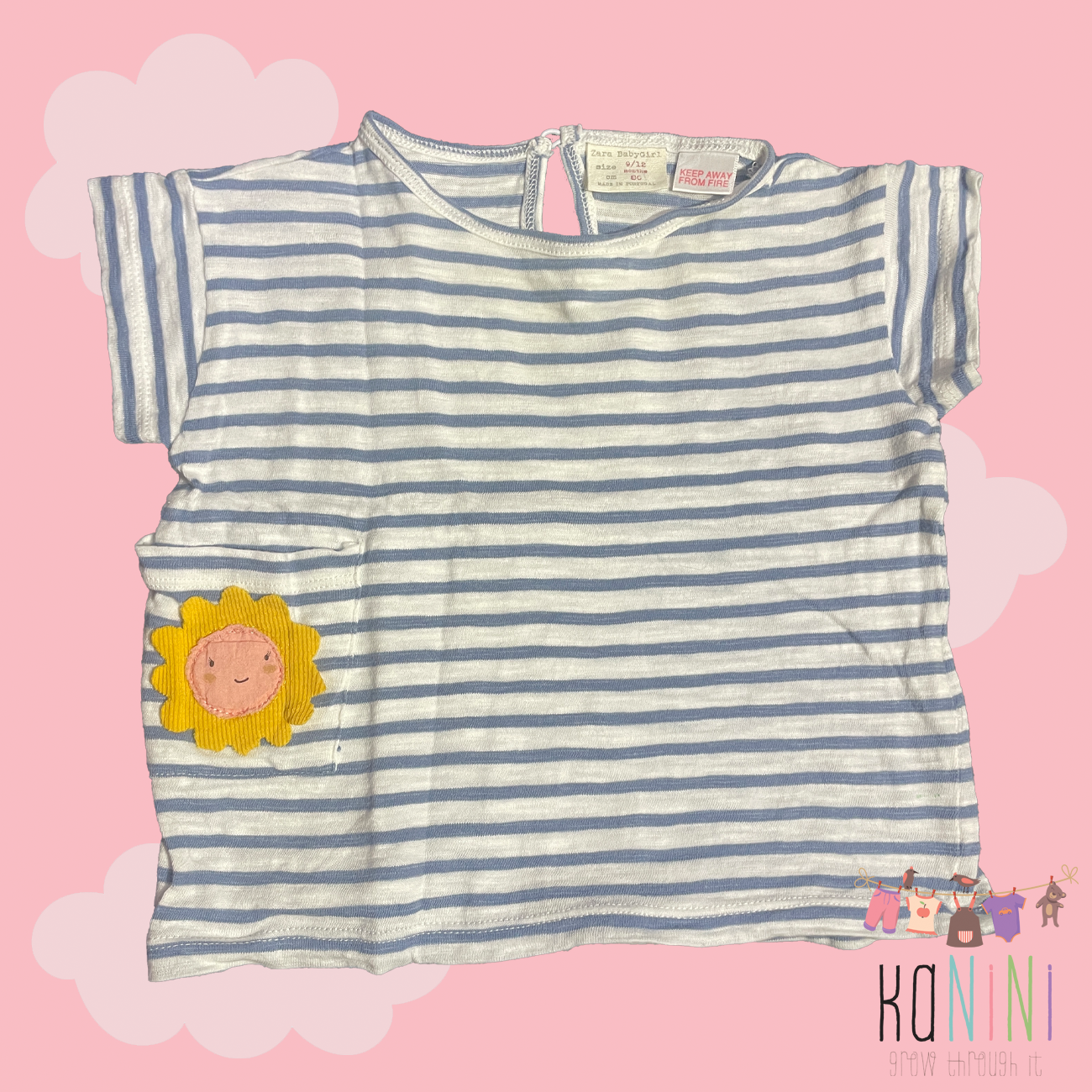 Featured image for “ZARA 9 - 12 Months Girls Navy Stripe T-Shirt”