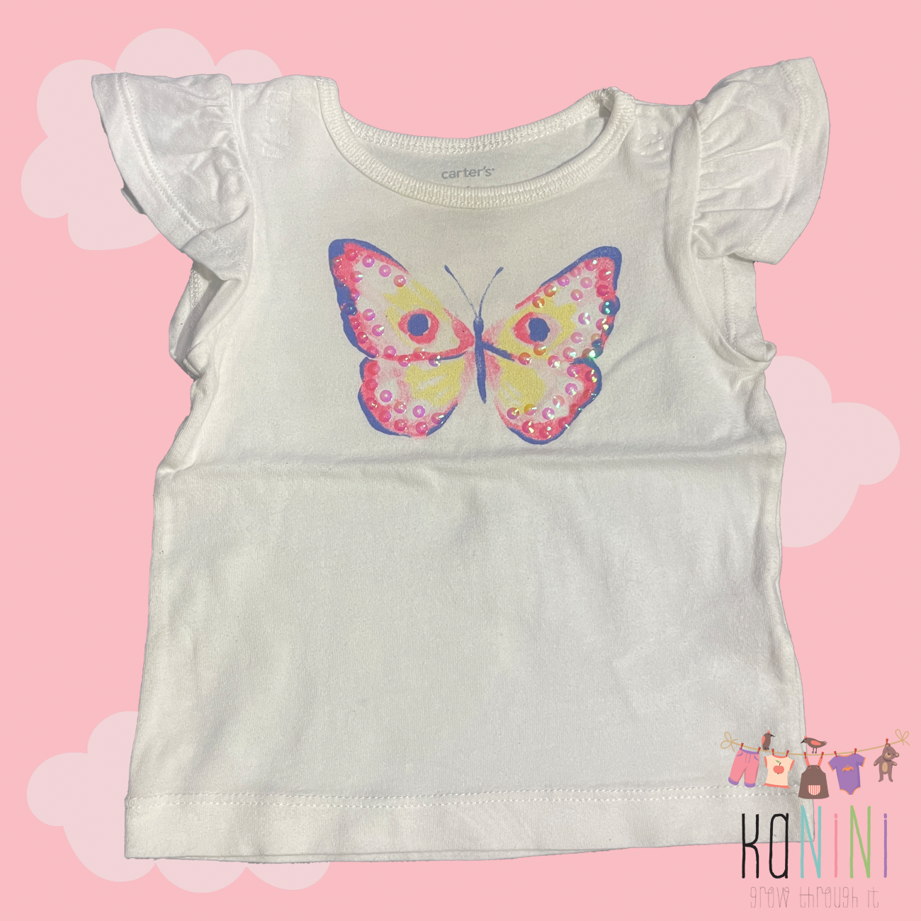 Featured image for “Carter's 6 Months Girls Butterfly White T-Shirt”