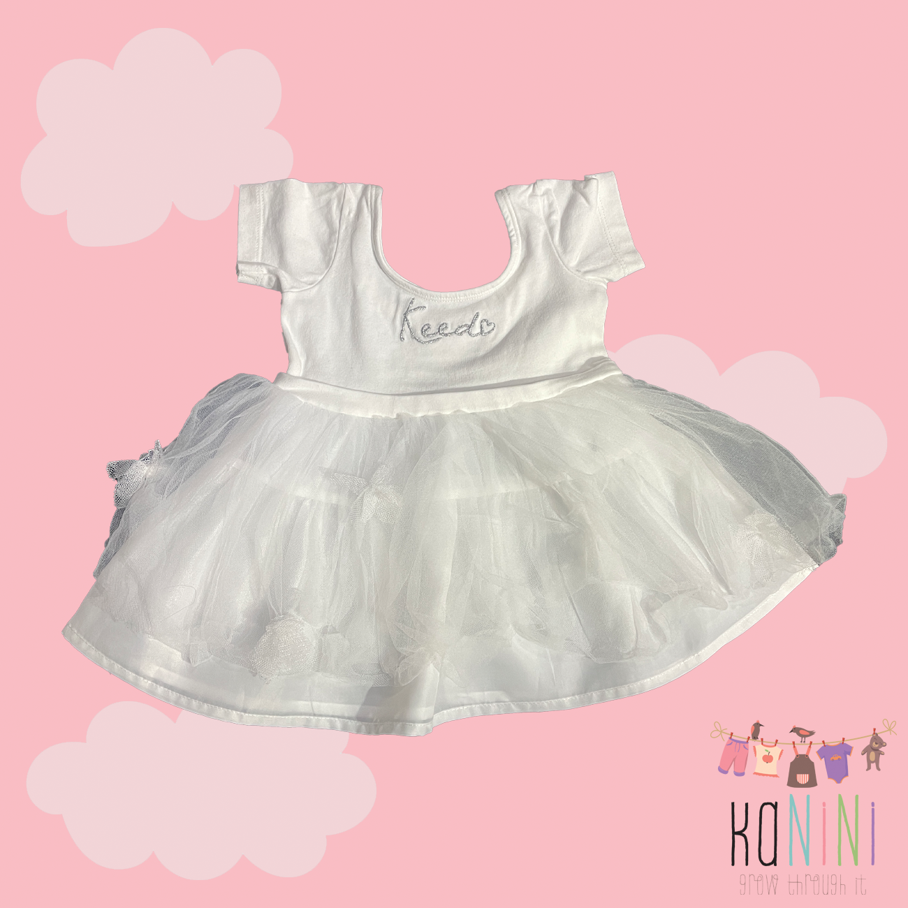 Featured image for “Keedo 3 - 6 Months Girls White Twirl Dress”