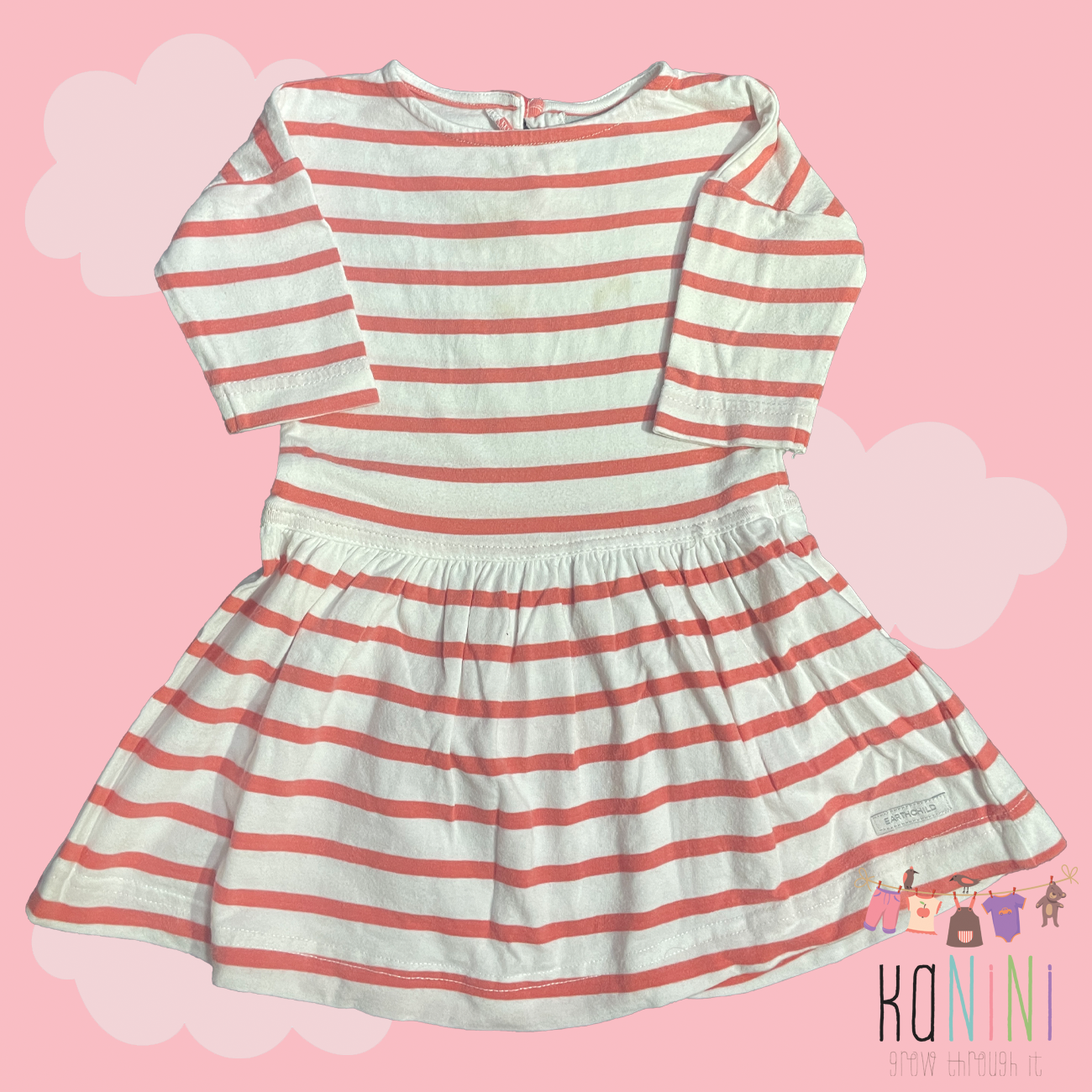 Featured image for “Earthchild 6 - 12 Months Girls Orange Striped Dress”
