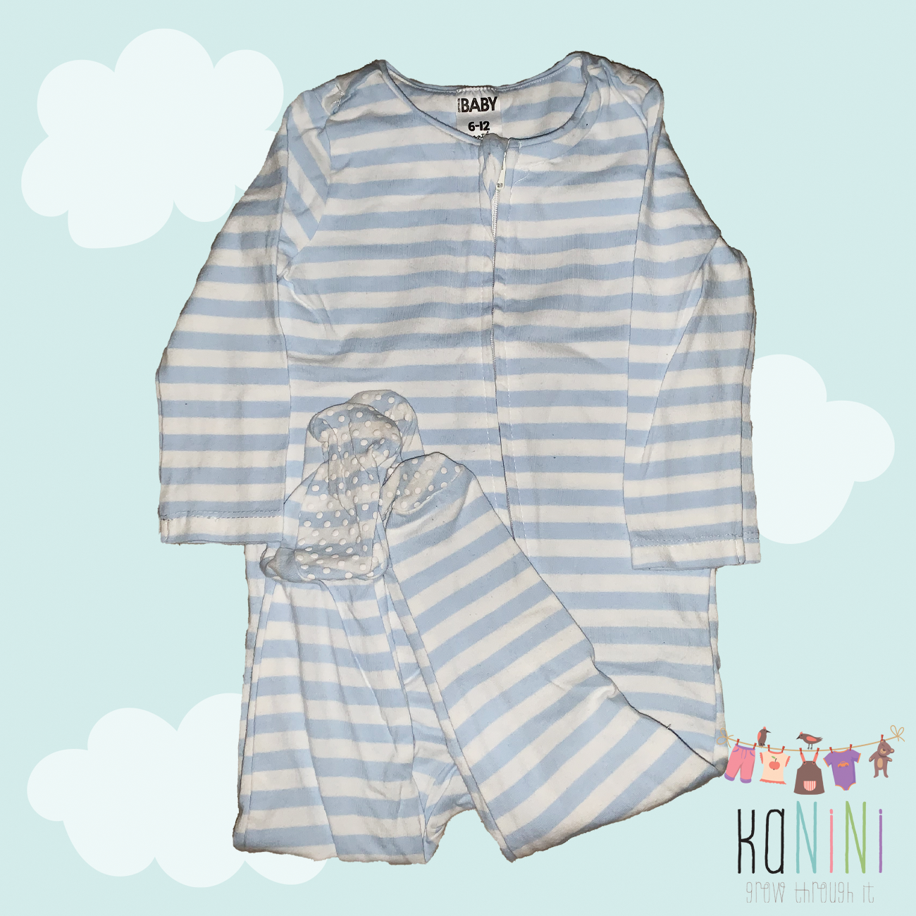 Featured image for “CottonOn 6 - 12 Months Boys Striped Babygrow”