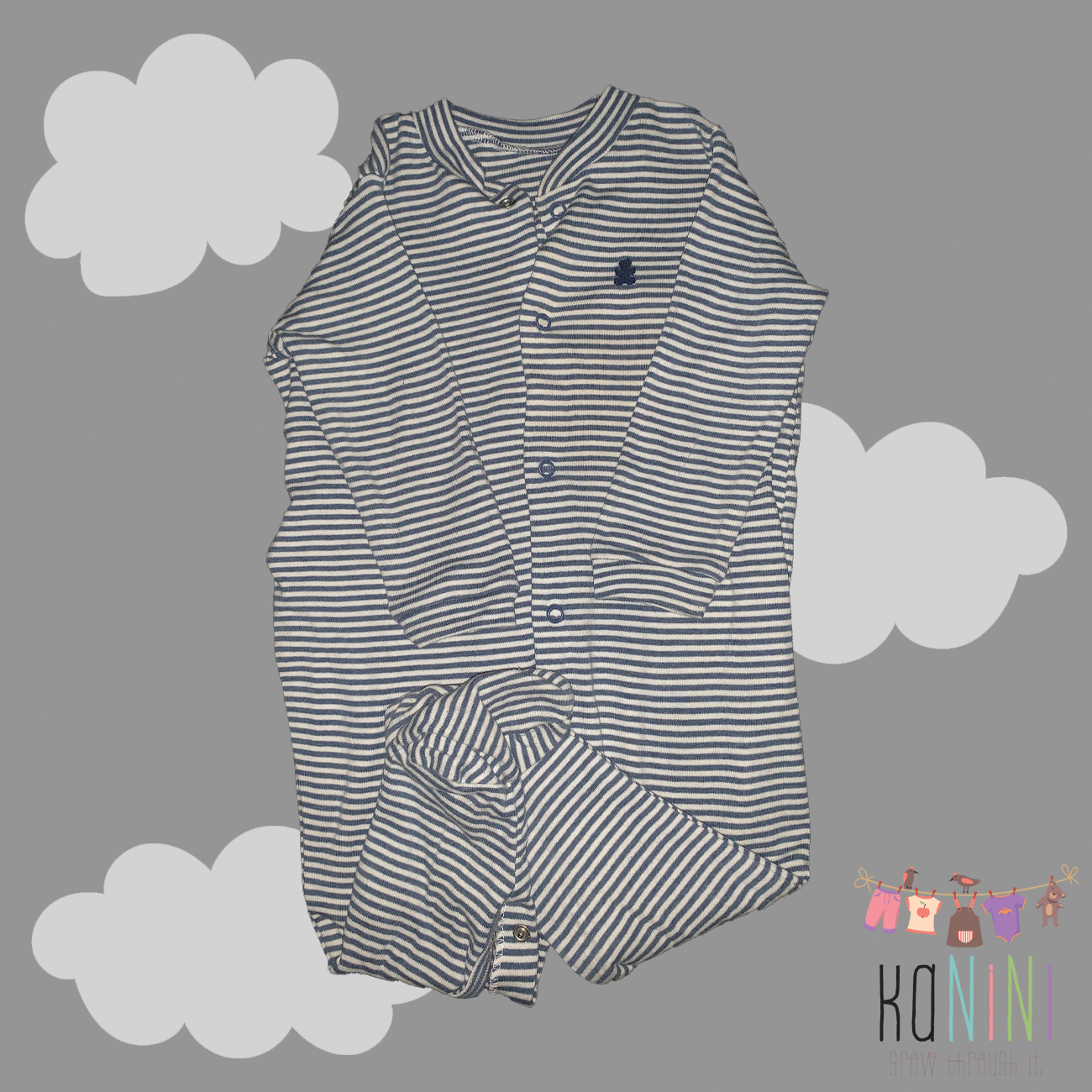 Featured image for “Woolworths 6 - 12 Months Unisex Striped Babygrow”